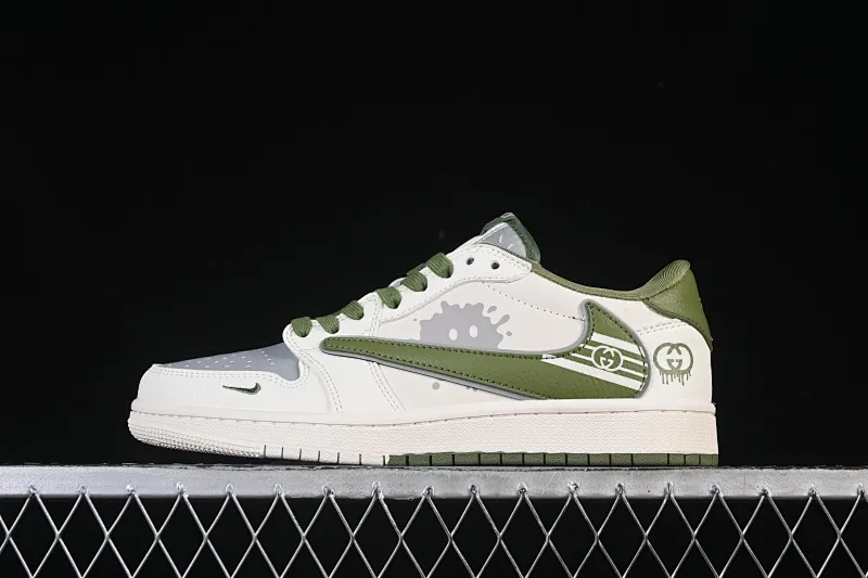 All categories Air Jordan Jordan series basketball shoes Air Jordan 1 Low High-end customized low-top sneakers Travis Scott x Fragment Design x Air Jordan 1 Low OG SP AJ1 Joe 1 Gucci co-branded off-white gray-green print low-top cultural casual sneakers XD0798-307
